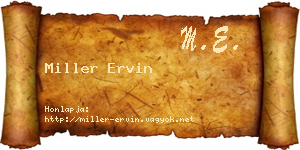 Miller Ervin névjegykártya